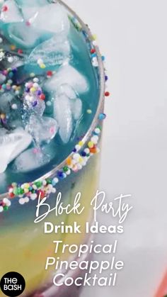 a drink with ice and sprinkles in it