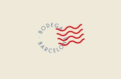 the logo for bode's barcello is red and blue with wavy lines