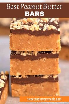 three best peanut butter bars one on top of other