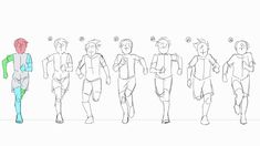 a line drawing of people walking down the street with their backs turned to different directions