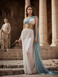 Greek Style Clothing, Helen Of Troy Costume, Greek Goddess Dress Aesthetic, Greece Traditional Clothing, Helen Of Troy Art, Elegant Traditional Dresses, Helen Of Troy Aesthetic, Greek Technology, Greek Traditional Clothing