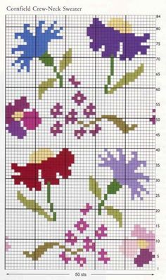 a cross stitch pattern with flowers on it