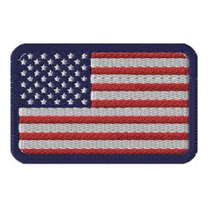 an american flag patch on a white background