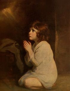 a painting of a woman kneeling and praying