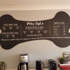 a coffee shop menu is on the wall