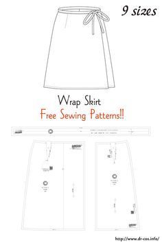 the wrap skirt sewing pattern is shown with instructions to make it easier for you to sew