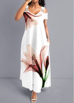 Color:White;Size:S;Size:M;Size:L;Size:XL;Size:XXL;Package Contents:1 X Dress;Occasion:Sport; Floral Floor Length Dress, Rosewe Dress For Women 2022, Led Dress, A Line Maxi Dress, Woman Suit Fashion, Long Summer Dresses, Latest African Fashion Dresses, The Dress, Suit Fashion