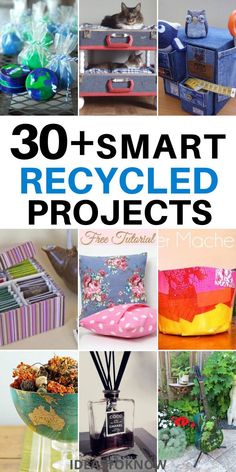 the cover of 30 smart recyclied projects with pictures of different items and text overlay