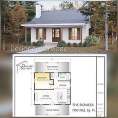 the floor plan for a small house is shown in two different views, and it's