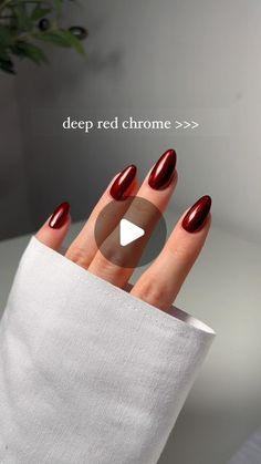 Jessica White on Instagram: "obsessed with this super dark red chrome @opinailsuk The Thrill of Brazil @glitterplanetuk chrome #nails #nailreel #nailinspo #nailtrends #nailswatch #nailpainting #nailasmr #asmr #satisfying #satisfyingvideos #trending #trendingreels #nailcolour #opi #askforopi" Red Chrome Nails Short, Dark Red Nails With Chrome, Deep Red Chrome Nails, Cherry Red Chrome Nails, Chrome Nails Dark, Maroon Chrome Nails, Dark Red Chrome Nails, Red Nails Chrome, Cherry Chrome Nails