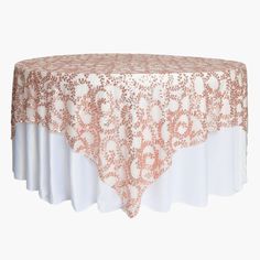 Sequin Vine Table Overlay Topper 90x90 Square - Blush/Rose Gold Wedding Table Covers, Table Covers Wedding, 120 Round Tablecloth, Sequin Table, Table Overlays, Flower Wall Backdrop, Flower Panels, Party Table Cloth, Rose Party