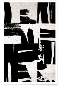 an abstract painting with black and white paint