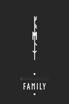 a black and white logo with the word family on it's left side, in front of a dark background