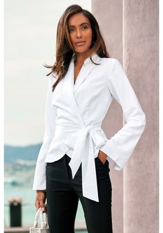 White Lapel Wrap Blouse X34669 | LASCANA