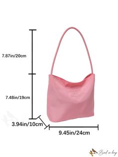 BirdinBag - Stylish Alphabet Print Shoulder Bag: A Casual and Fashionable Must-Have! Large Capacity Pink Hobo Bag For Everyday, Casual Pink Hobo Bag With Removable Pouch, Pink Casual Satchel Hobo Bag, Casual Pink Rectangular Hobo Bag, Casual Pink Satchel Hobo Bag, Casual Pink Pouch Bucket Bag, Casual Pink Large Capacity Hobo Bag, Casual Large Capacity Pink Hobo Bag, Pink Casual Hobo Bag For Shopping