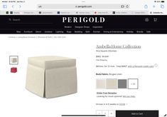 the website for perigold furniture is displayed with an image of a footstool