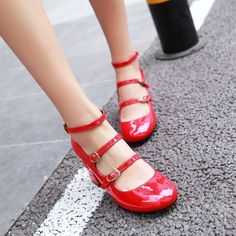 Gender: For WomenStyle: Fashion,KoreanOccasion: Casual,Party/Club,Office/CareerHeel Height: 7cmPlatform Height: 1cmSeason: Spring,Summer,Fall/Autumn,WinterPackage Contents: 1 x Shoes (Pair)Please see our size guide as below, you can choose the size according to your foot length and width. If your foot is a little wide and thick, we suggest you choose 1 size larger.Size Guide:28 = foot length 18.5-19cm (Foot width=6.5-7cm)29 = foot length 19-19.5cm (Foot width=7cm)30 = foot length 19.5-20cm (Foot Red Heels With Heel Strap And Round Toe, Red Mary Jane Heels With Ankle Strap, Red Round Toe Heels For Spring, Red Mary Jane Heels For Spring, Spring Red Round Toe Heels, Red Closed Toe Mary Janes With Buckle Closure, Red Heels With Buckle Closure And Round Toe, Red Round Toe Heels With Buckle Closure, Red Mary Jane Heels With Block Heel