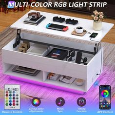 the multi - color rgb light strip is on display with remotes and other accessories