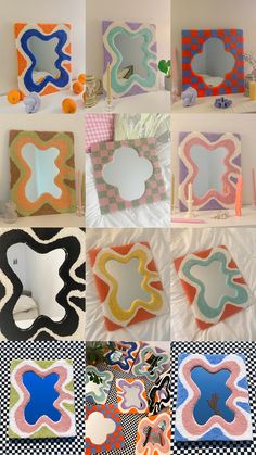 www.worldbpb.com Tuft Mirror, Super Clay Art, Clay Flower Mirror, Art Drawings Painting, Air Dry Clay Charms, Mirror Design Ideas, Rug Mirror, Crafts Wallpaper, Aesthetic Sketches