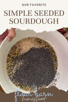 a white bowl filled with seeds on top of a table