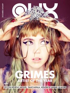 the cover of gq magazine features a woman with long hair and jewelry on her head