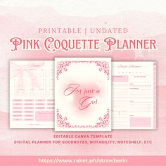 the printable pink coquette planner