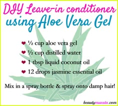 Natural Beauty Hacks, Diy Conditioner, Conditioner Recipe, Jasmine Essential Oil, Aloe Vera For Hair, Haircuts Straight Hair, Best Beauty Tips, Natural Beauty Tips, Hair Growth Oil