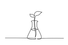 a single line drawing of a vase with a flower in it on a white background