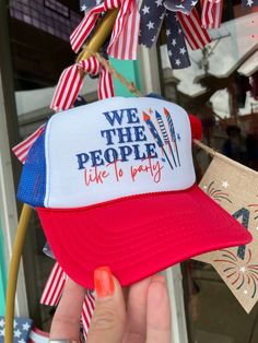 We the People Like to Party Mesh Back Denim Short Dresses, We The People, God Bless, Cosmetic Bag, Trucker Hat, Mesh, Top Outfits, Purses And Bags, Hats