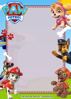 a paw patrol birthday card with puppies