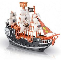 a toy pirate ship is shown on a white background