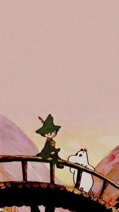 the wizard and his dog are standing on a bridge