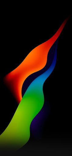 an abstract rainbow colored wave on a black background