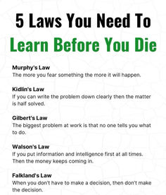 five laws you need to learn before you die