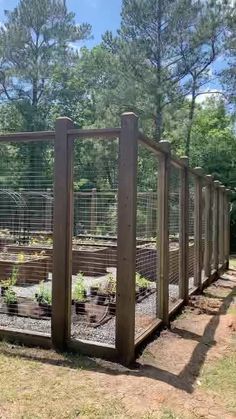 a fenced in garden area with various plants