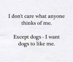 a piece of paper with the words i don't care what anyone thinks of me except dogs - i want dogs to like me