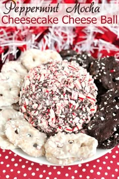 peppermint mocha cheese ball on a plate