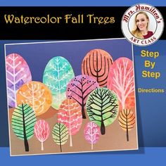 an image of watercolor fall trees step by step instructions