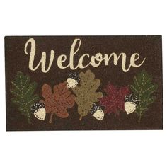 Welcome Leaves Doormat-Park Designs-The Village Merchant Harvest Decor, Park Designs, Fall 24, Harvest Decorations, Coconut Fiber, Fall Harvest, Orange Brown, Season Colors, Fall Autumn