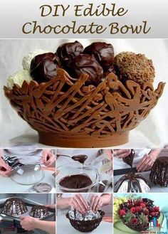 an image of chocolates in a bowl on the screen with other pictures and words