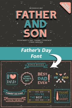 Father and Son – Fathers Day Font Manly Fonts, Chalkboard Fonts, Font Digital