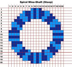 a cross - stitch pattern with the words spiral me - shaft midd in blue