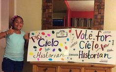 Student Council Historian Poster Ideas, Student Council Posters Treasure, Historian Posters Student Council, Poster For Student Council, Cute Slogans For Student Council, Campaign Poster Ideas, Student Council Treasurer Slogans