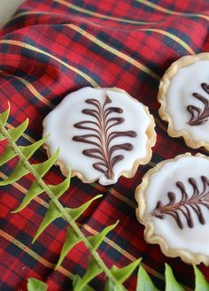 three scottish fern cakes on a plaid cloth