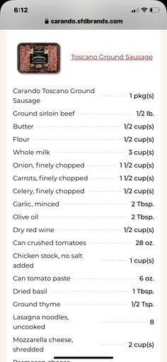 an iphone screen showing the menus for different types of food