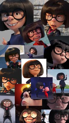 many different pictures of people with glasses and hair