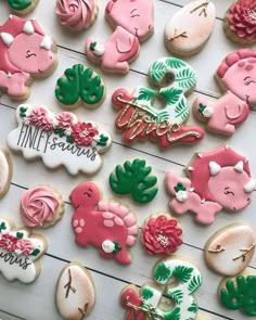 some decorated cookies are on a table