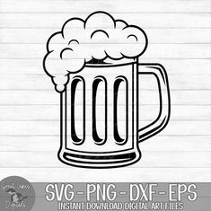 Beer Tattoo Design, Beer Mug Svg, Beer Svg, Cricut Images, Pixel Image, Glass Beer, Beer Stein, Downloads Folder, Wooden Background