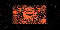 an orange and black background with pumpkins