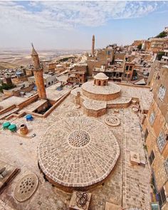 an aerial view of the old city and its minalis